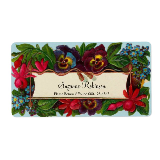 Colourful Bouquet Vintage Floral Label (Front)