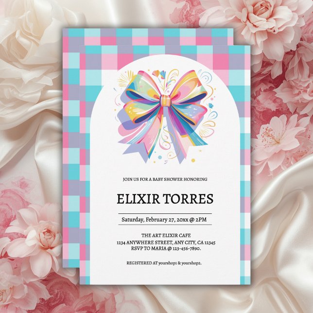 Colourful Bow Baby Shower Invitation (Creator Uploaded)