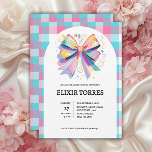 Colourful Bow Baby Shower Invitation
