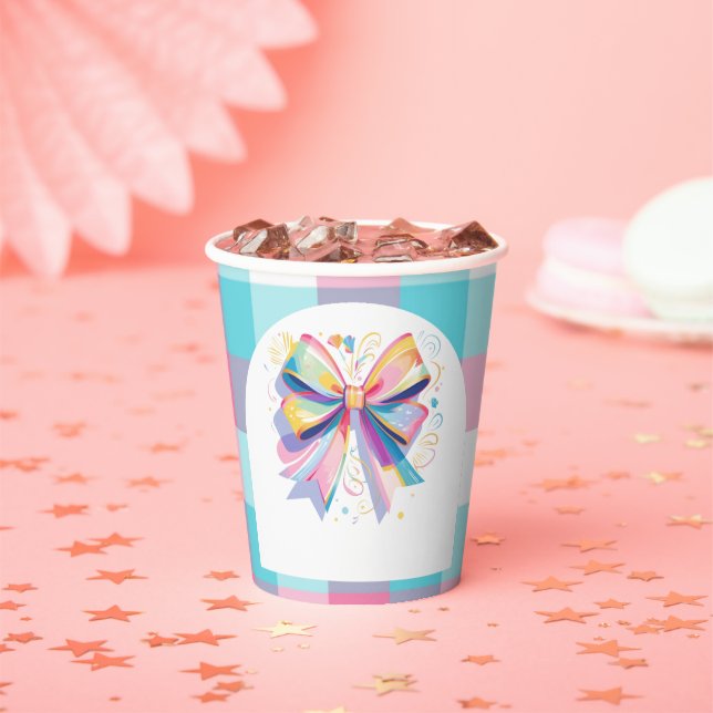 Colourful Bow Baby Shower Paper Cups (Insitu)