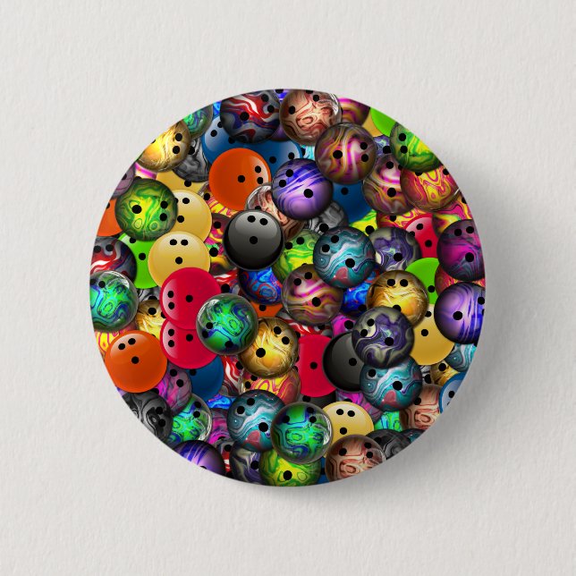 Colourful Bowling Balls Collage 2 Inch Round Button (Front)