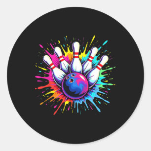 Colourful Bowling Game Day Bowling Cute Colorsplas Classic Round Sticker