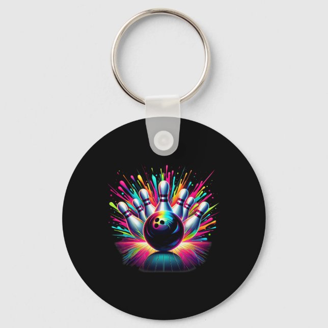Colourful Bowling Game Day Bowling Cute Vibrant Co Keychain (Front)
