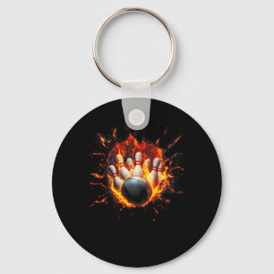 Colourful Bowling Game Day Bowling Flames Ll Keychain