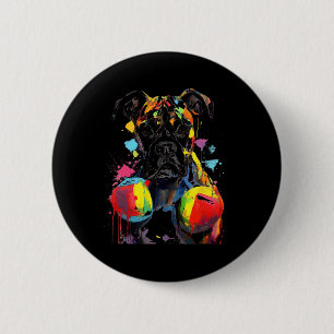 Colourful Boxer Dog With Boxing Gloves Men Women K 2 Inch Round Button