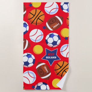 Colourful Boys Personalized Multi Sport Beach Towe Beach Towel