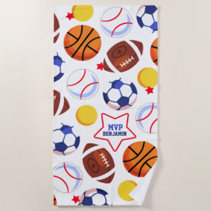 Colourful Boys Personalized Multi Sport Beach Towel
