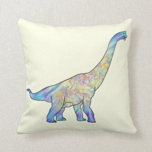 Colourful Brachiosaurus Prehistoric Dinosaur Art Throw Pillow