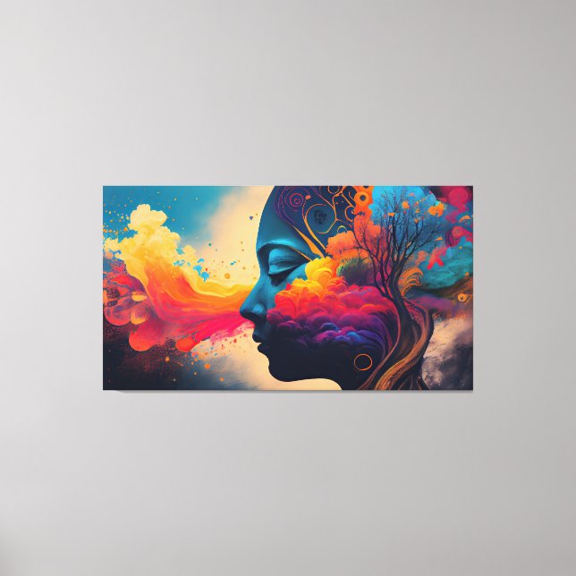 Colourful brain canvas print (Front)
