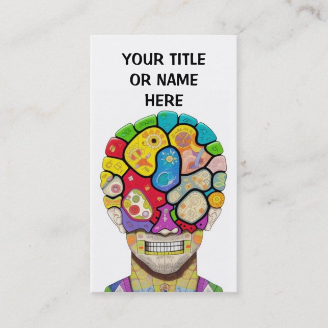 Colourful Brain Puzzle Pieces Business Card (Front)