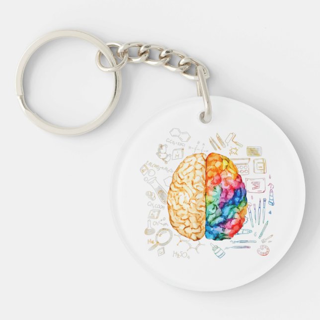 Colourful Brain - Science And Art - Neuroscience N Keychain (Front)