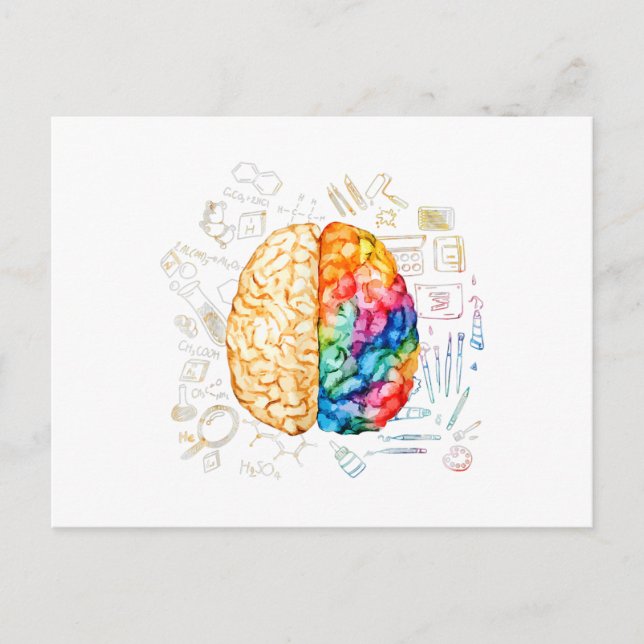 Colourful Brain - Science And Art - Neuroscience N Postcard (Front)