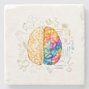 Colourful Brain - Science And Art - Neuroscience N Stone Coaster