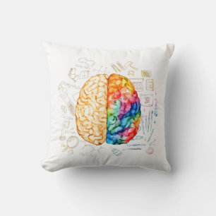 Colourful Brain - Science And Art - Neuroscience N Throw Pillow