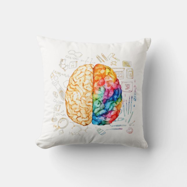 Colourful Brain - Science And Art - Neuroscience N Throw Pillow (Front)