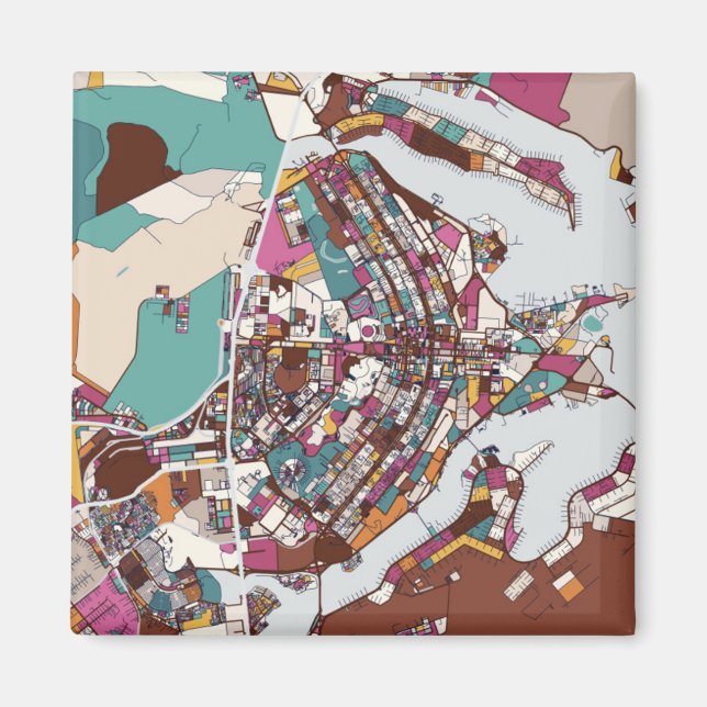 Colourful Brasilia Map Magnet (Front)