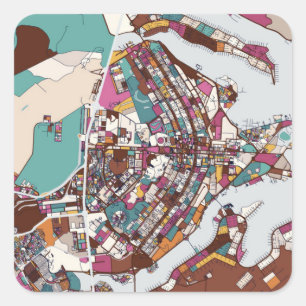 Colourful Brasilia Map Square Sticker