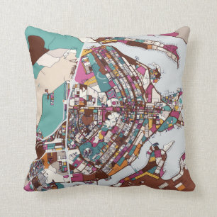 Colourful Brasilia Map Throw Pillow