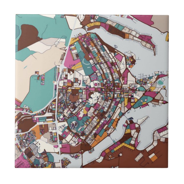 Colourful Brasilia Map Tile (Front)