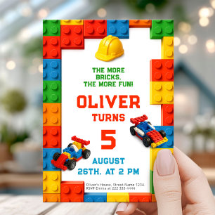 Colourful Brick Building Birthday Invitation