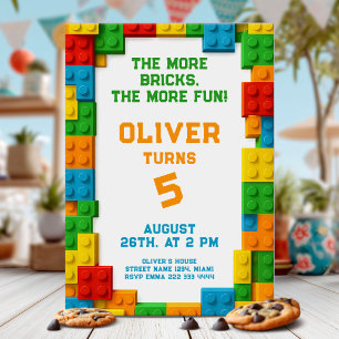 Colourful Brick Party for Kids Birthday Invitation