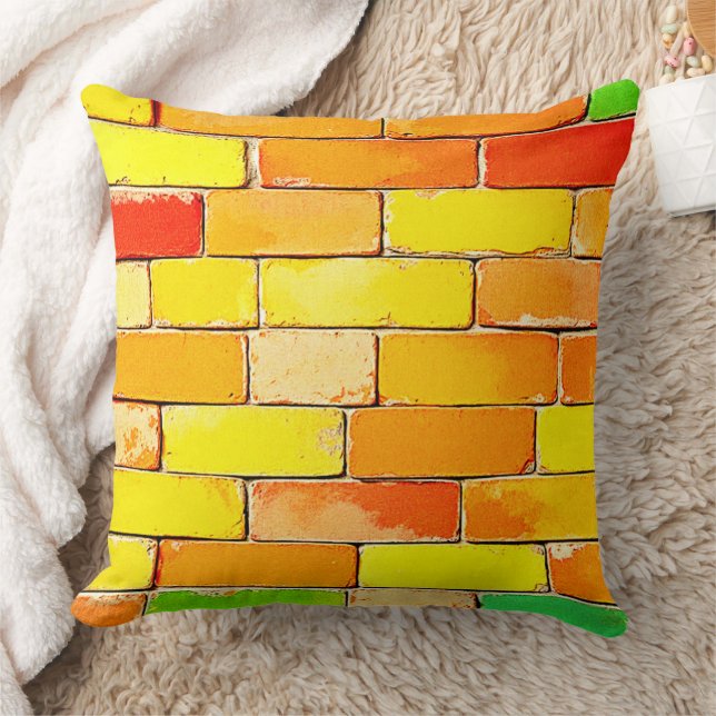 Colourful Brick Texture Throw Pillow (Blanket)