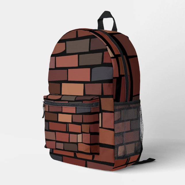 Colourful Brick Wall Printed Backpack (Back Corner Right)