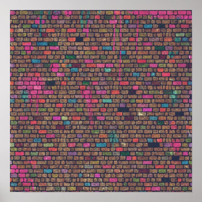 Colourful Brick Wall Texture Poster (Front)