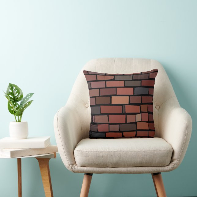 Colourful Brick Wall Throw Pillow (Chair)