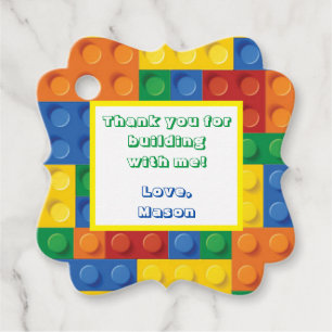 Colourful Bricks Building Blocks Birthday Party Favour Tags