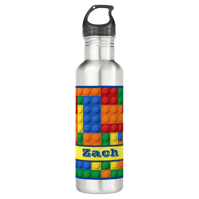 Colourful Bricks Building Blocks | Personalized 710 Ml Water Bottle (Front)