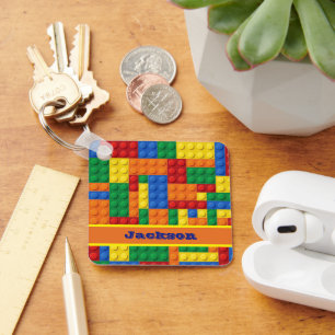 Colourful Bricks Building Blocks Personalized Keychain