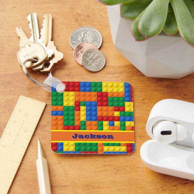 Colourful Bricks Building Blocks Personalized Keychain (Desk)