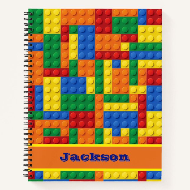 Colourful Bricks Building Blocks | Personalized Notebook (Front)