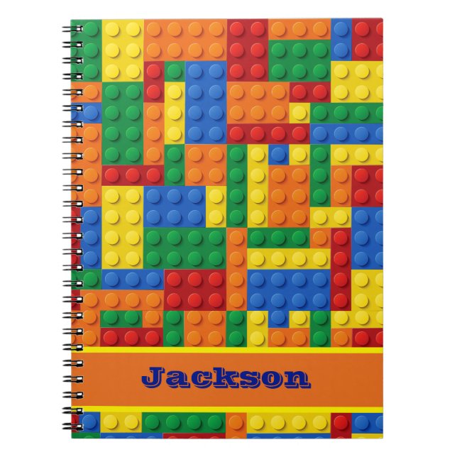 Colourful Bricks Building Blocks | Personalized Notebook (Front)