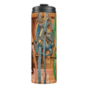 Colourful Bridleshorse,tack,animals,barn,blue,brid Thermal Tumbler