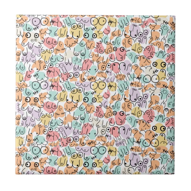 Colourful bright birthday pattern tile (Front)