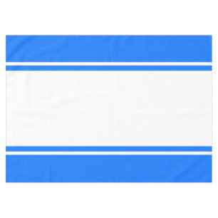 Colourful Bright Blue White Wide Racing Stripes Tablecloth