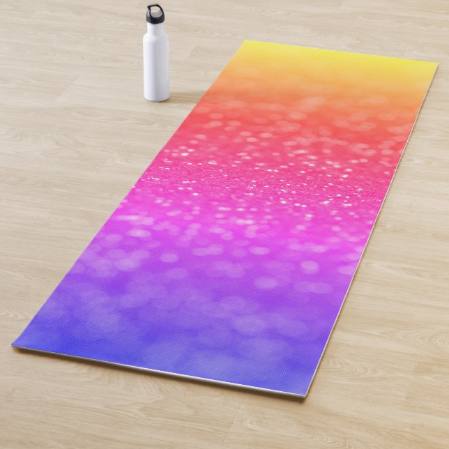 Colourful Bright Bokeh Glitter Yoga Mat (In Situ)