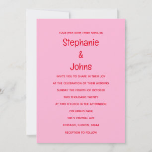 Colourful Bright Bold Floral Orange Pink Wedding Invitation