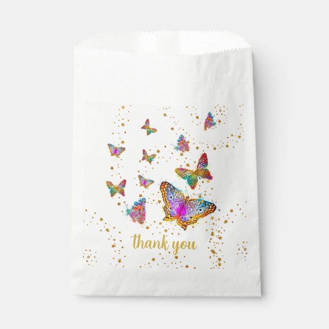Colourful Bright Butterfly Birthday Party  Favour Bag (Front)