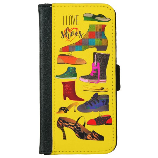 Colourful Bright Chaos Of Shoes Background Yellow iPhone 6 Wallet Case