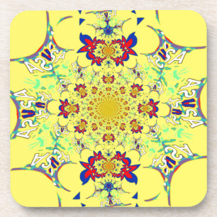 Colourful Bright Floral Damask Design Art Print Coaster
