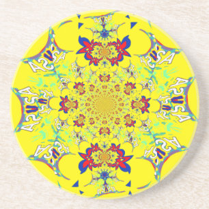 Colourful Bright Floral Damask Design Art Print Coaster