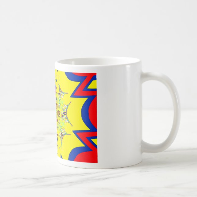 Colourful Bright Floral Damask Design Art Print Coffee Mug (Right)