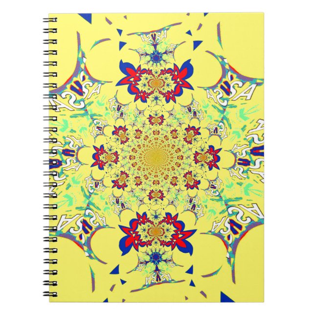 Colourful Bright Floral Damask Design Art Print Notebook (Front)