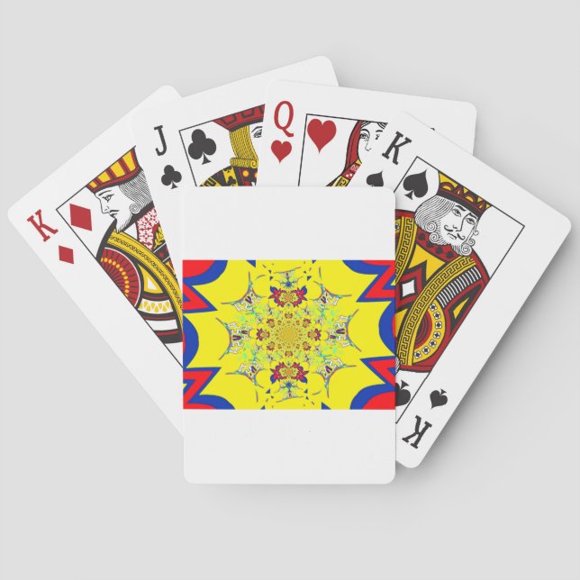 Colourful Bright Floral Damask Design Art Print Playing Cards (Back)