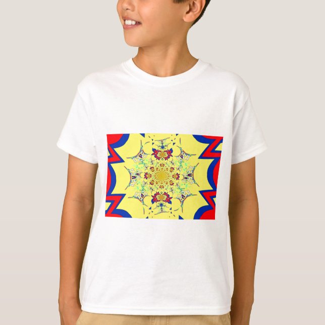 Colourful Bright Floral Damask Design Art Print T-Shirt (Front)