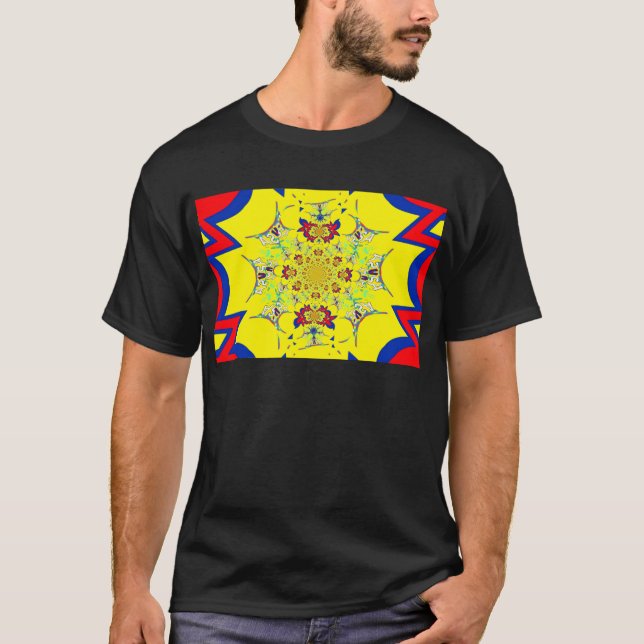 Colourful Bright Floral Damask Design Art Print T-Shirt (Front)