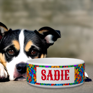 Colourful Bright Floral Personalized Bowl
